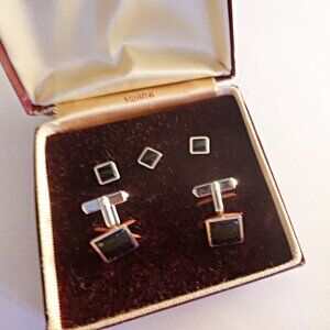 Vintage SWANK Onyx Jeweled Tuxedo Cufflinks and Studs